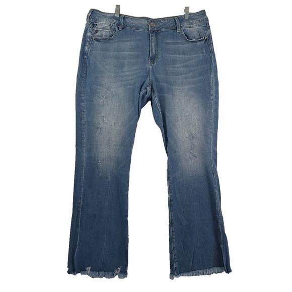 KanCan Bootcut High Rise Jeans Plus Size 20 Distressed Frayed Hem Maurices - Picture 1 of 13